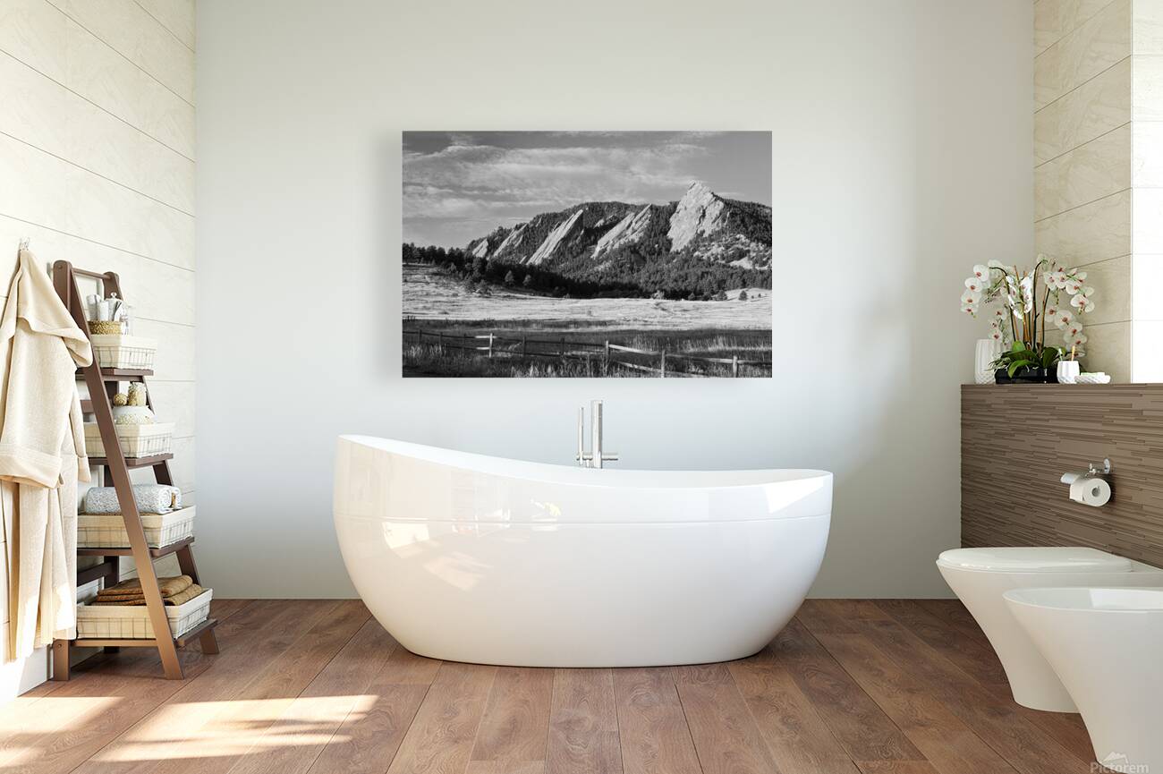 Flatirons from Chautauqua Park BW Reproduction