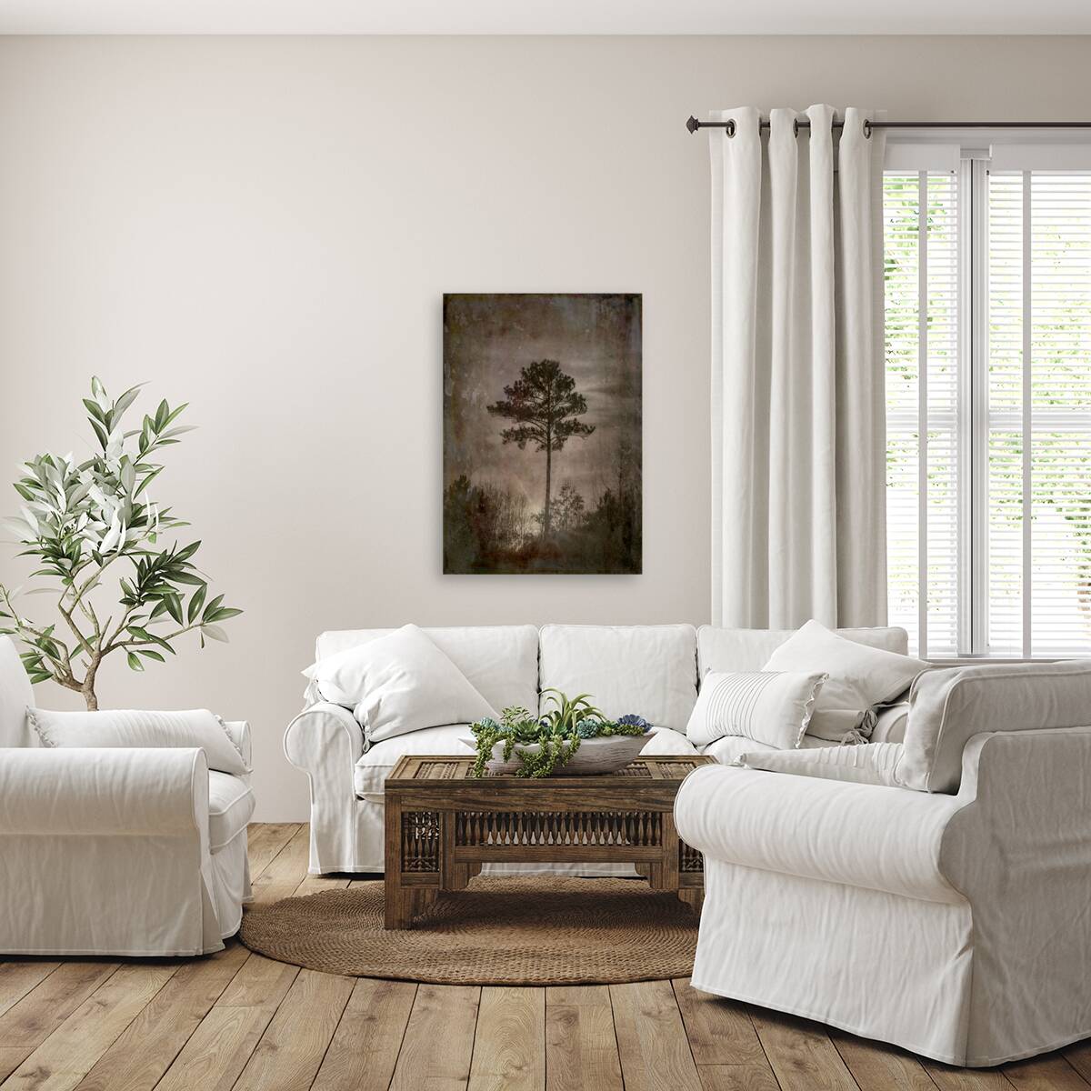 One Antique Textured Tree Reproduction