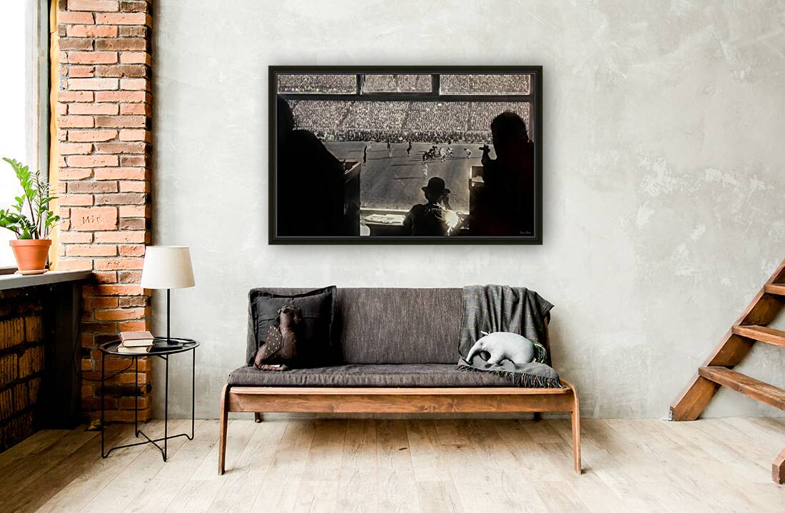 through the pressbox vintage football art Reproduction