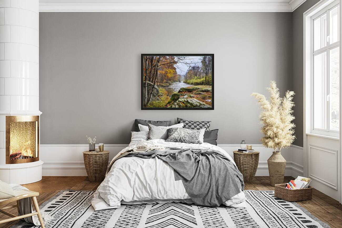 Echoes of Autumn on the Paper Mill Trail - Maine River Wall Art Reproduction