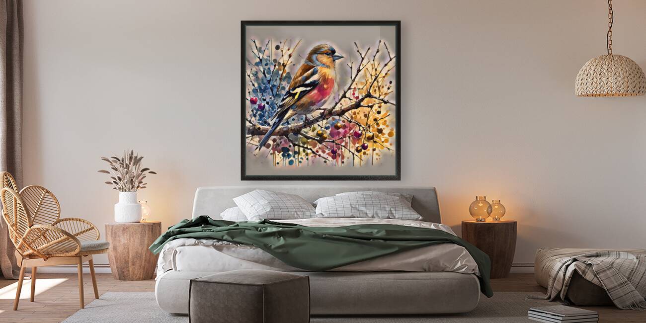 ArtXcl 128 Bird on branch oil style Reproduction