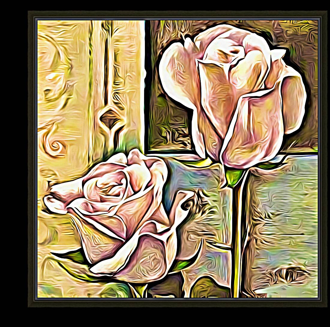 Arte 129 Rose Flower oil-paint-style Reproduction