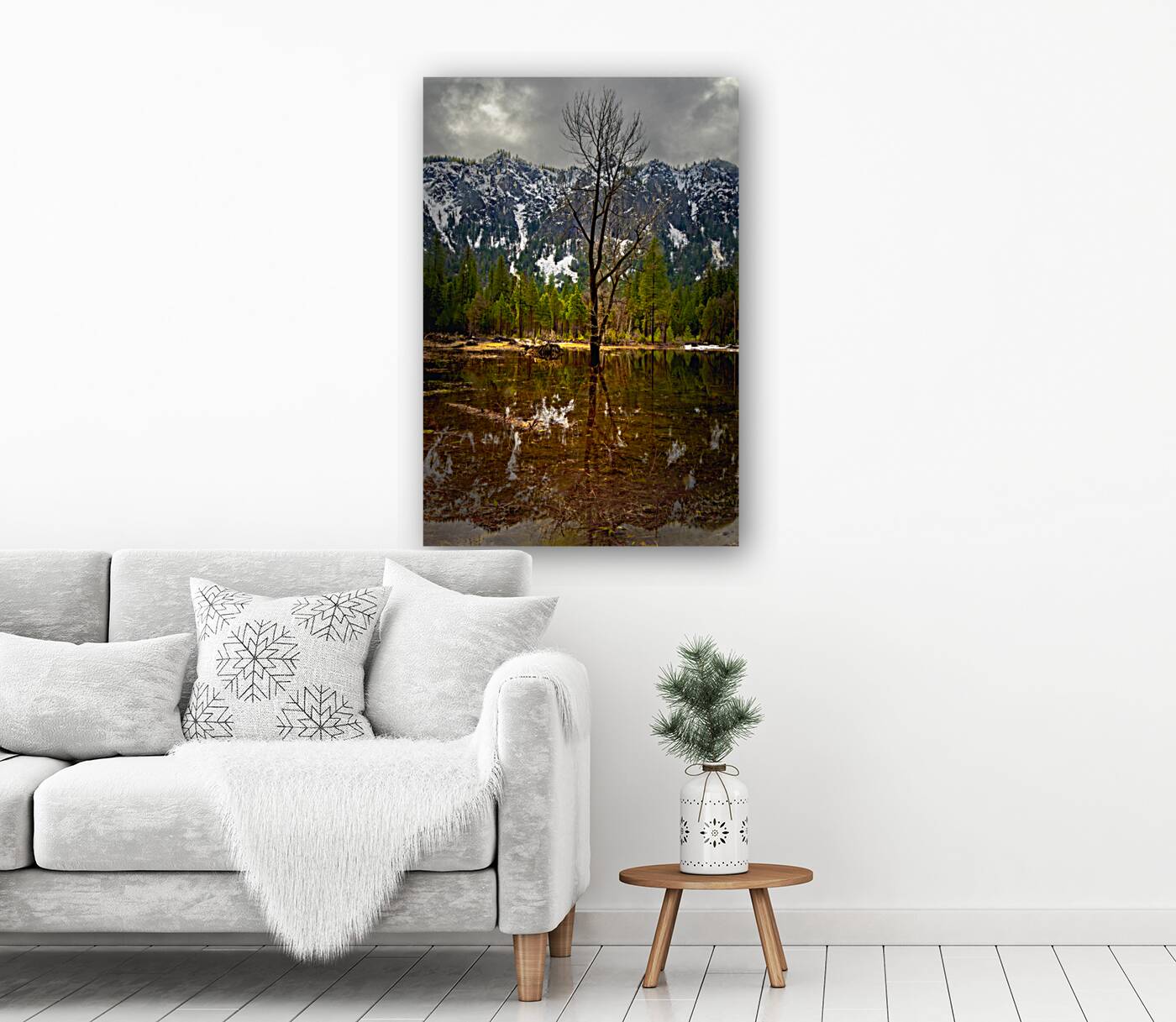 Yosemite Winter Tree Reflections Reproduction