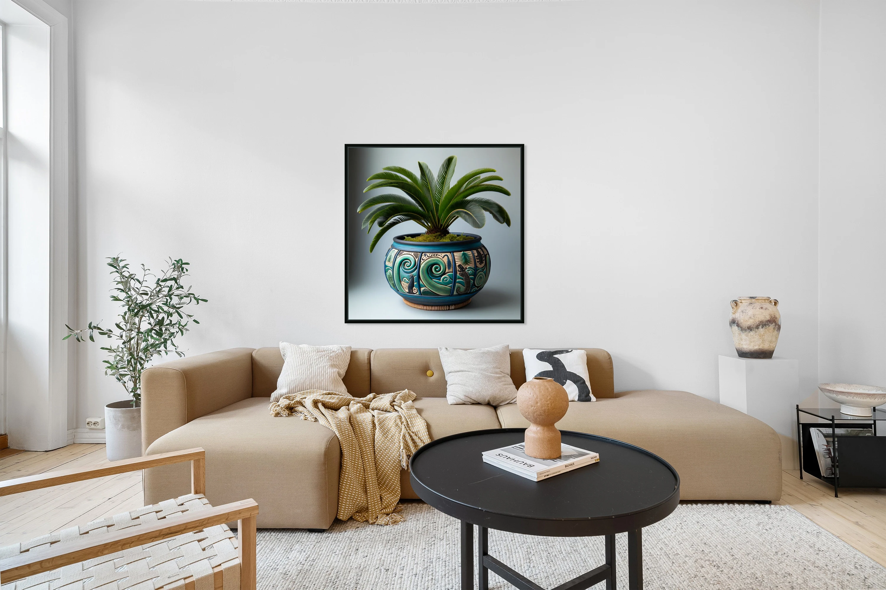 palm wave ceramic pot