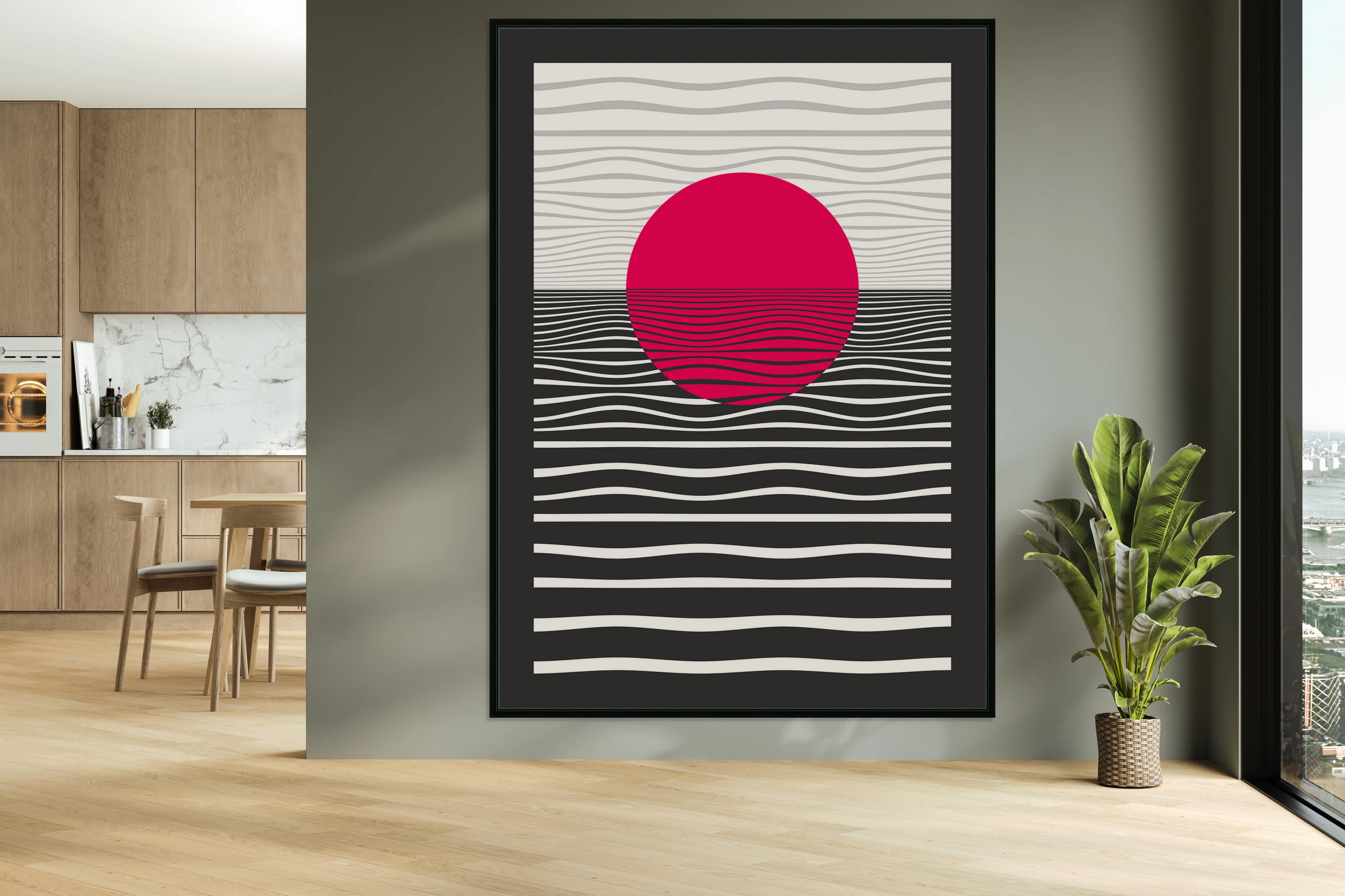 Red Sunset Waves