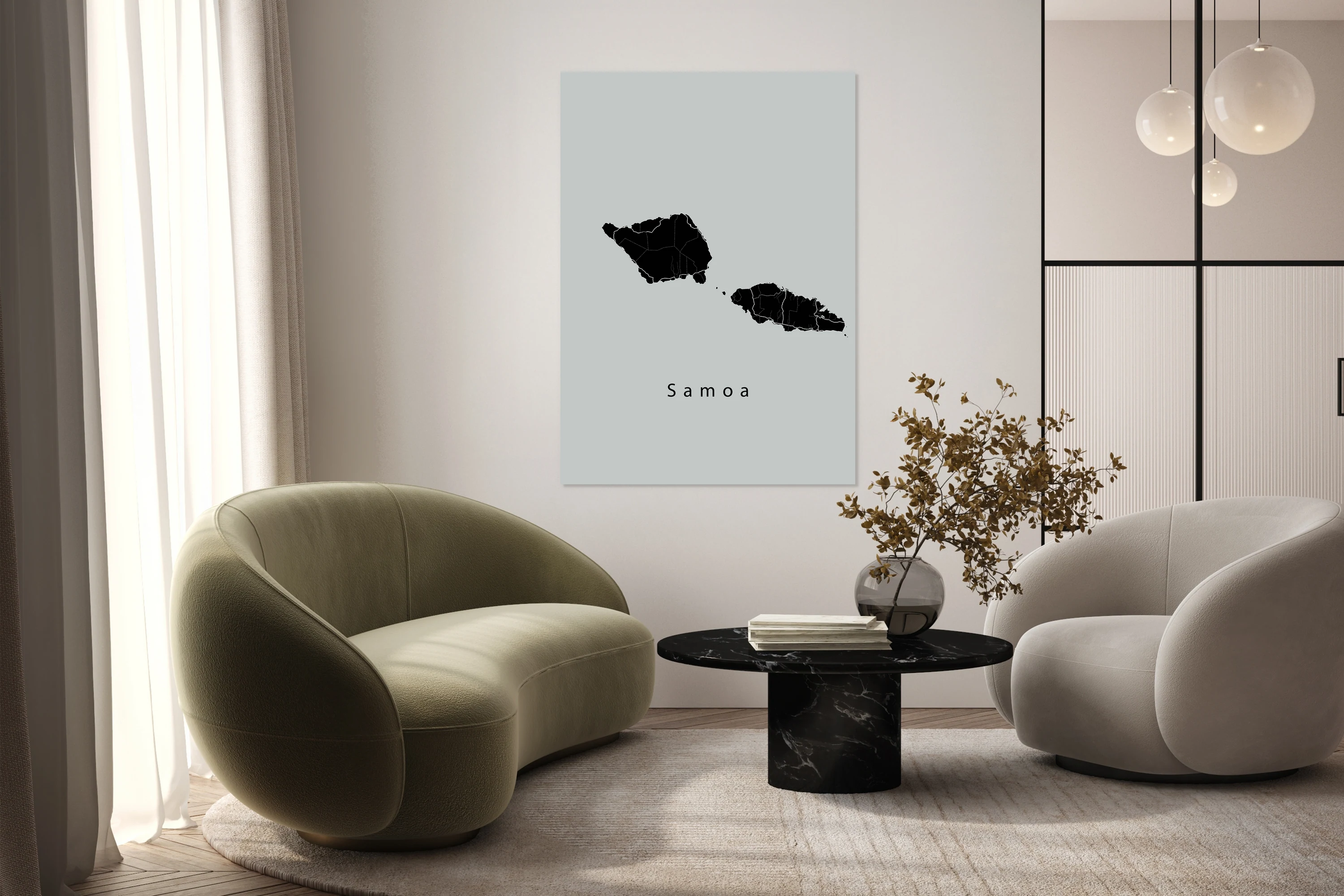 Samoa Island Map black
