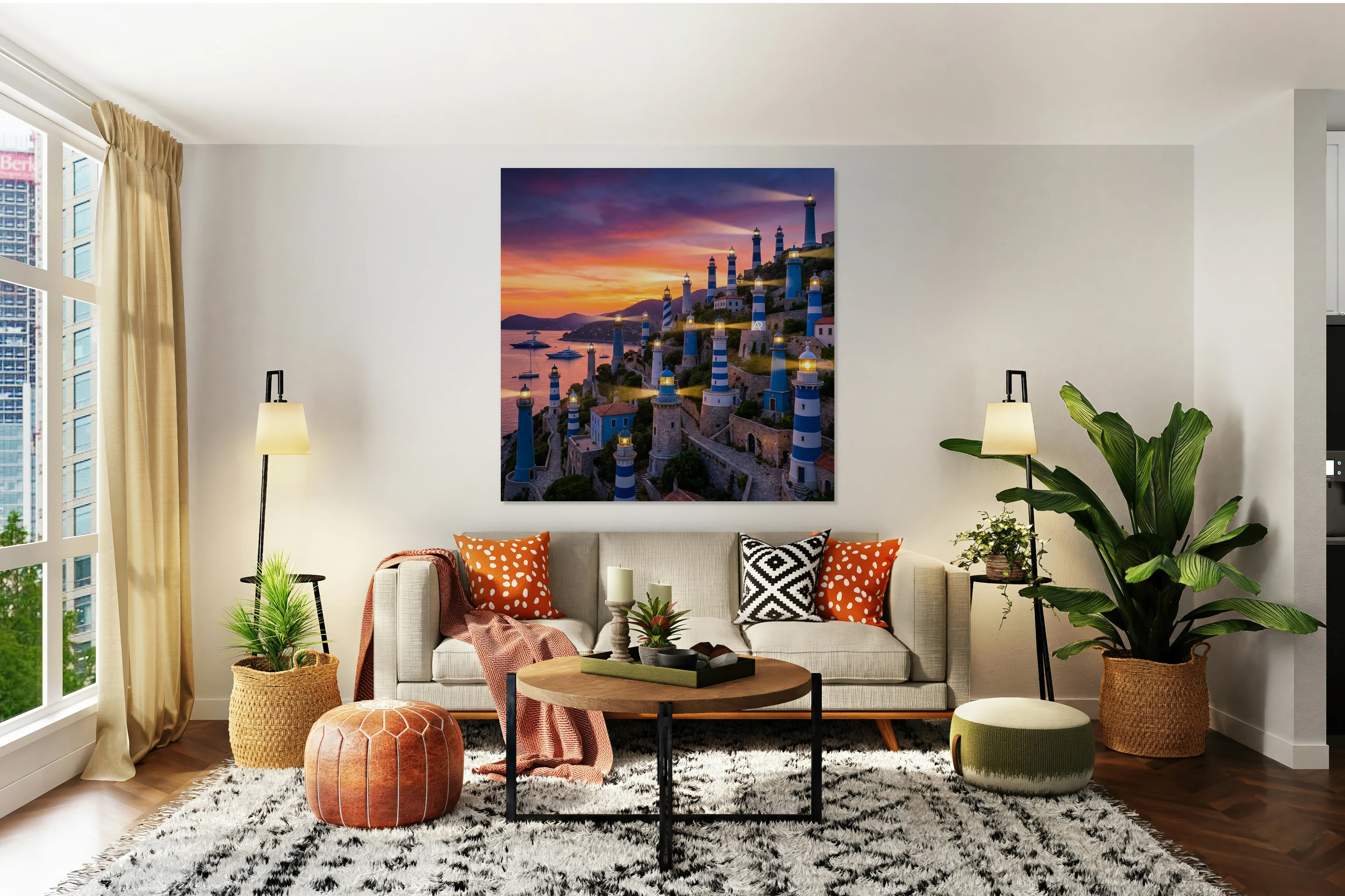 Lighthouse Island Sunset Signed