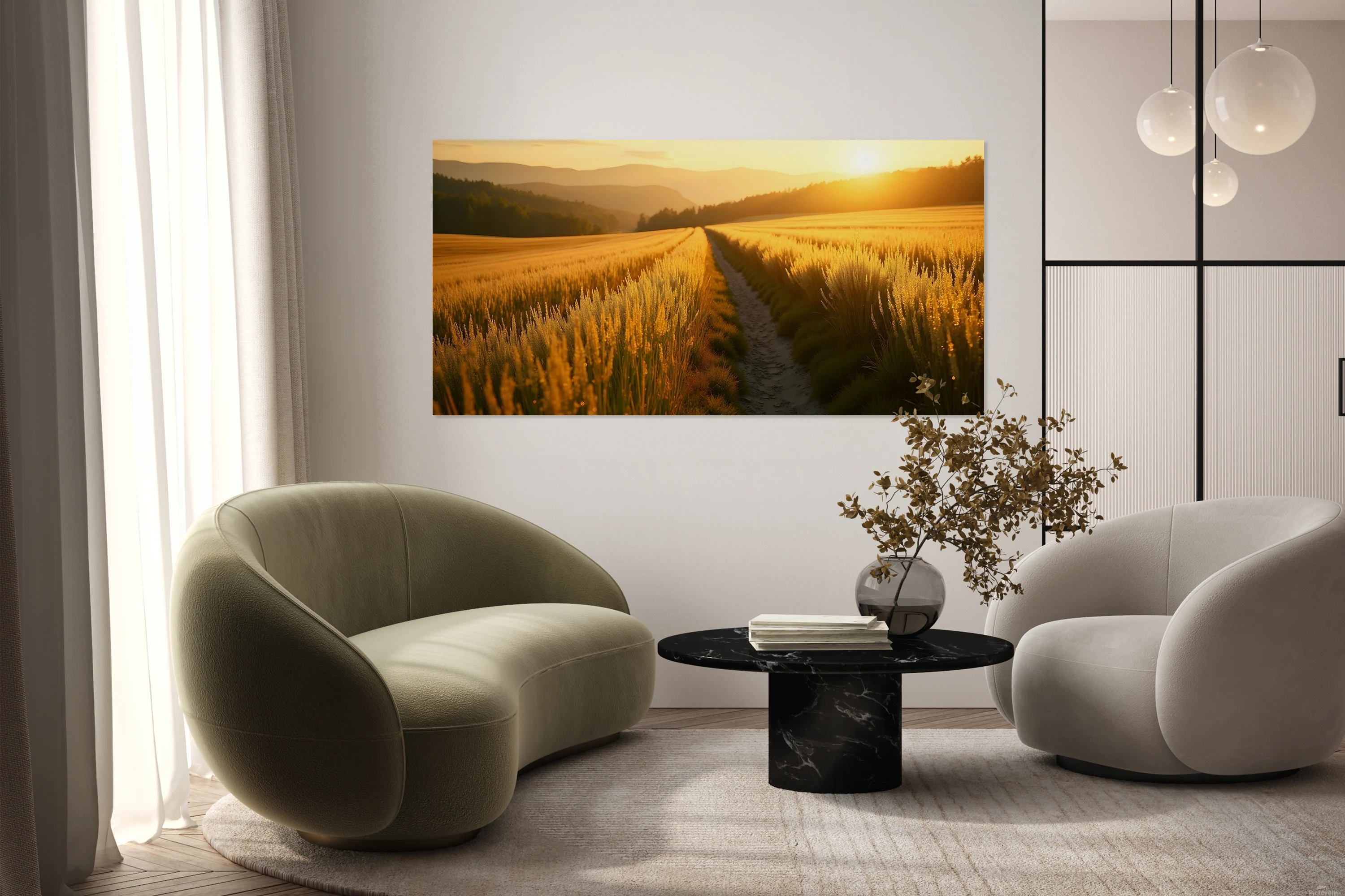 Golden Wheat Field Path at Sunset