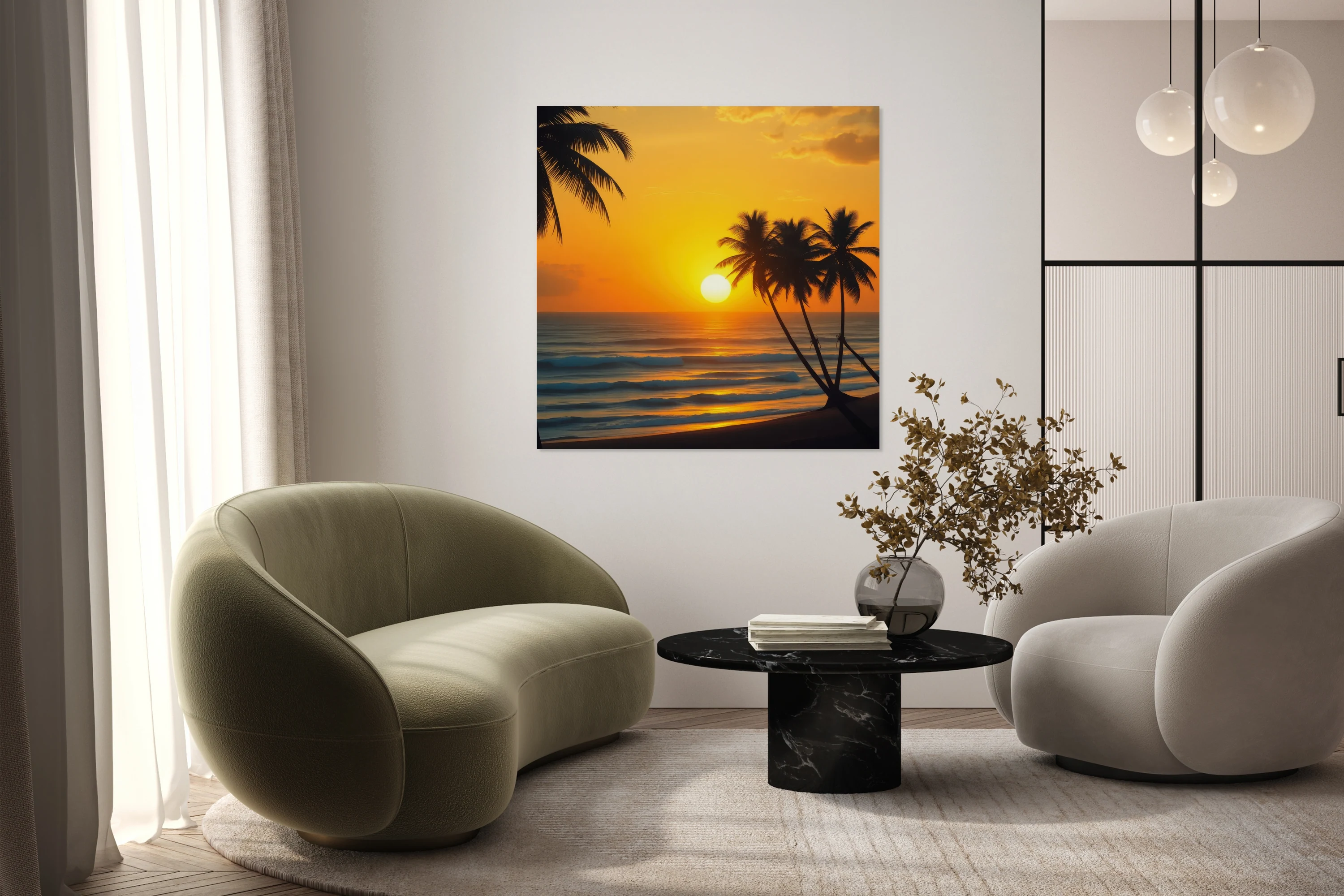 Sunset Ocean Palms