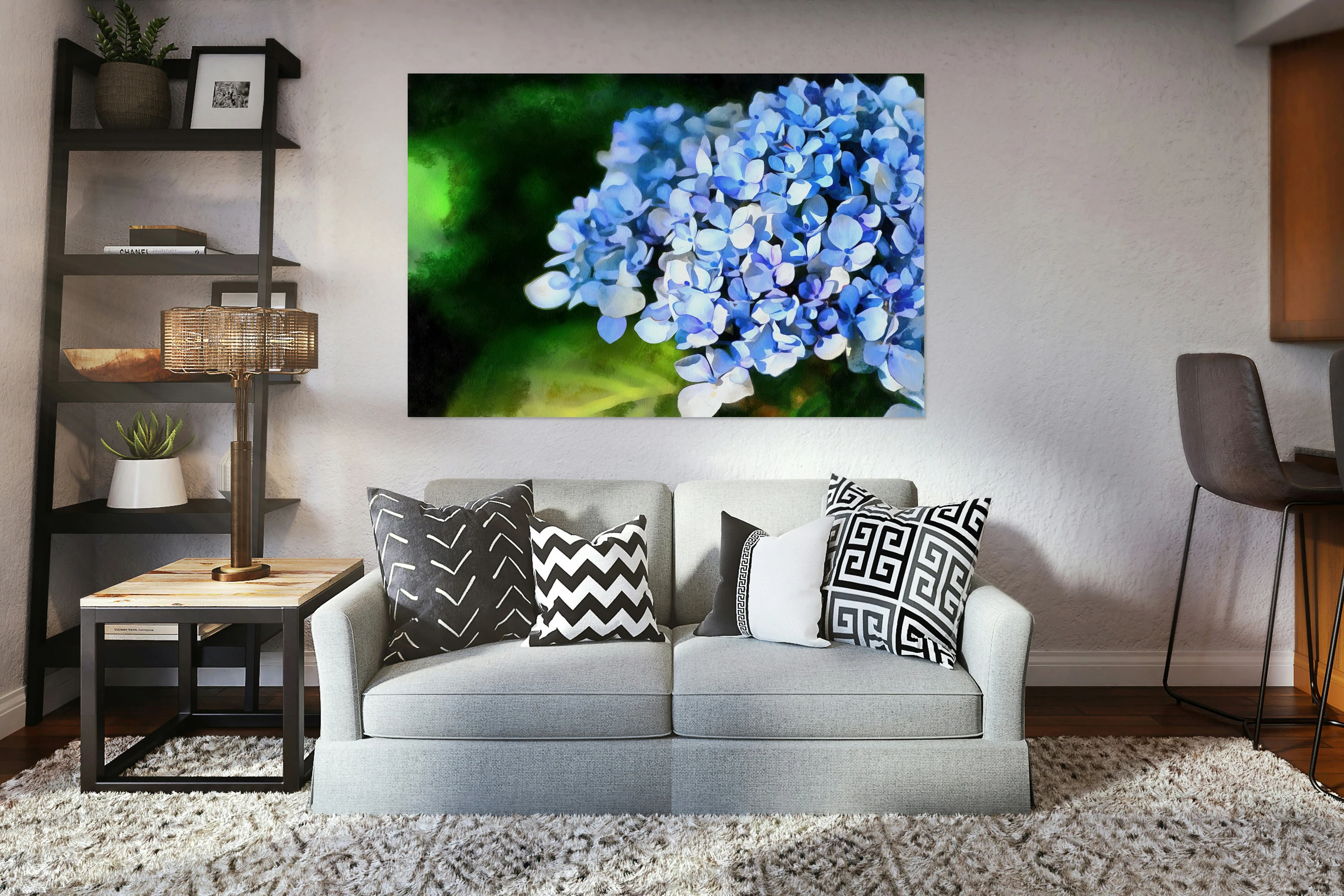 Blue Hydrangeas in Bloom