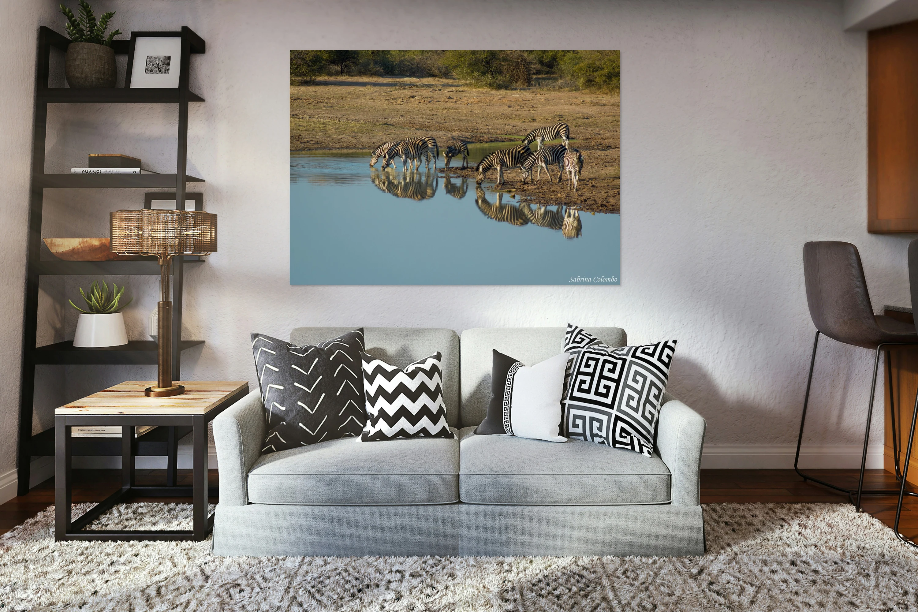 Zebras reflection at sunrise
