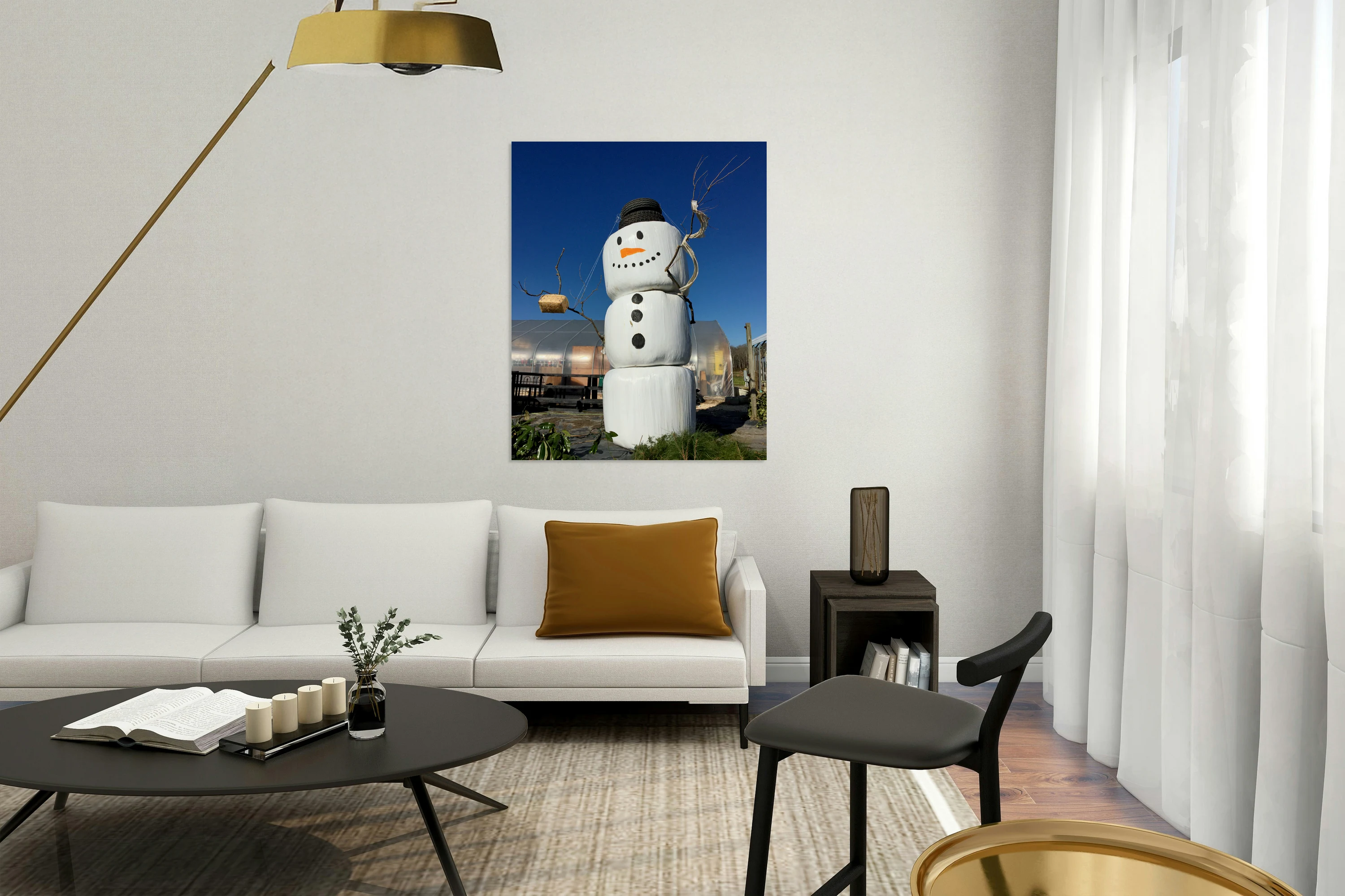 Hay Bale Snowman