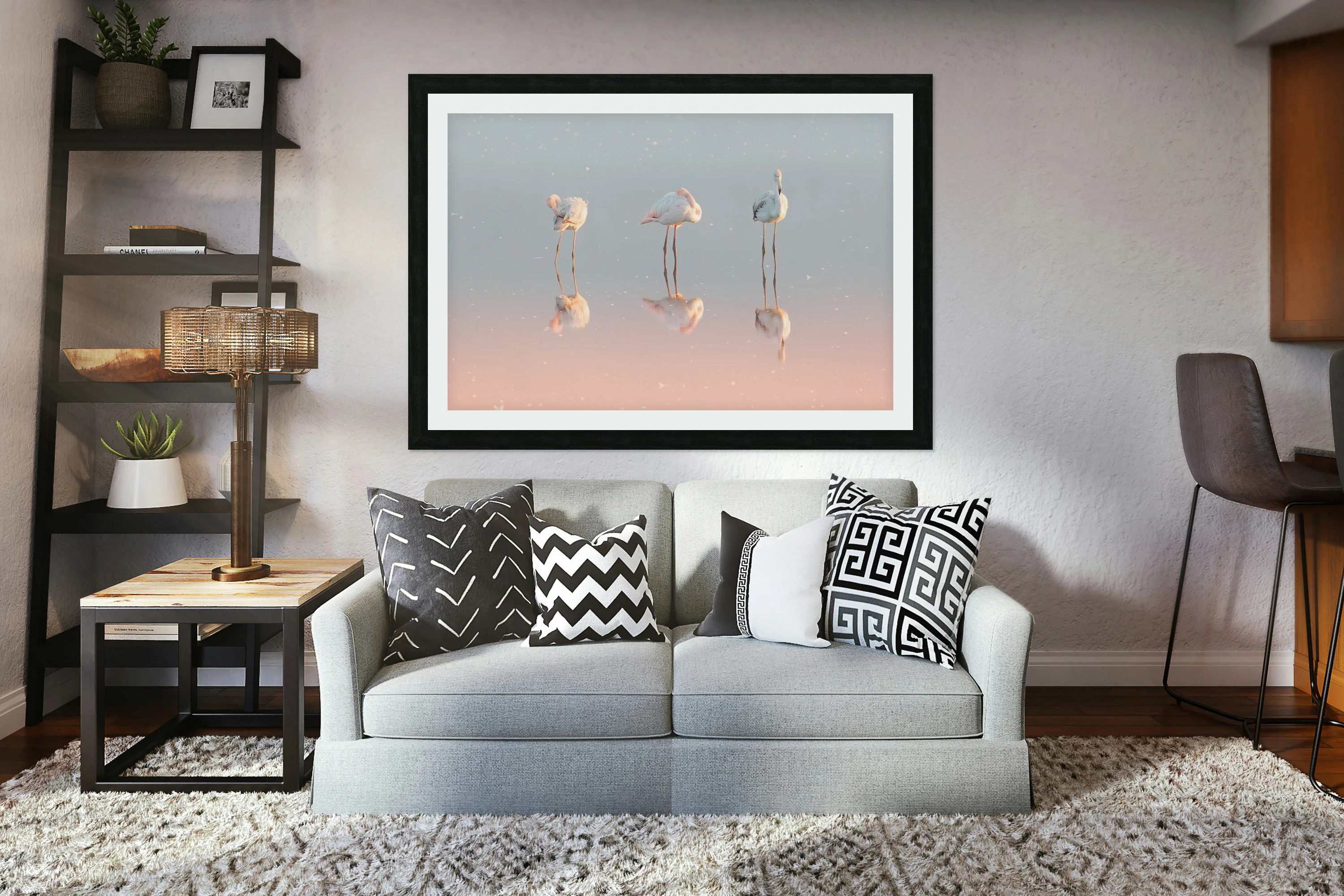 Three flamingos ...