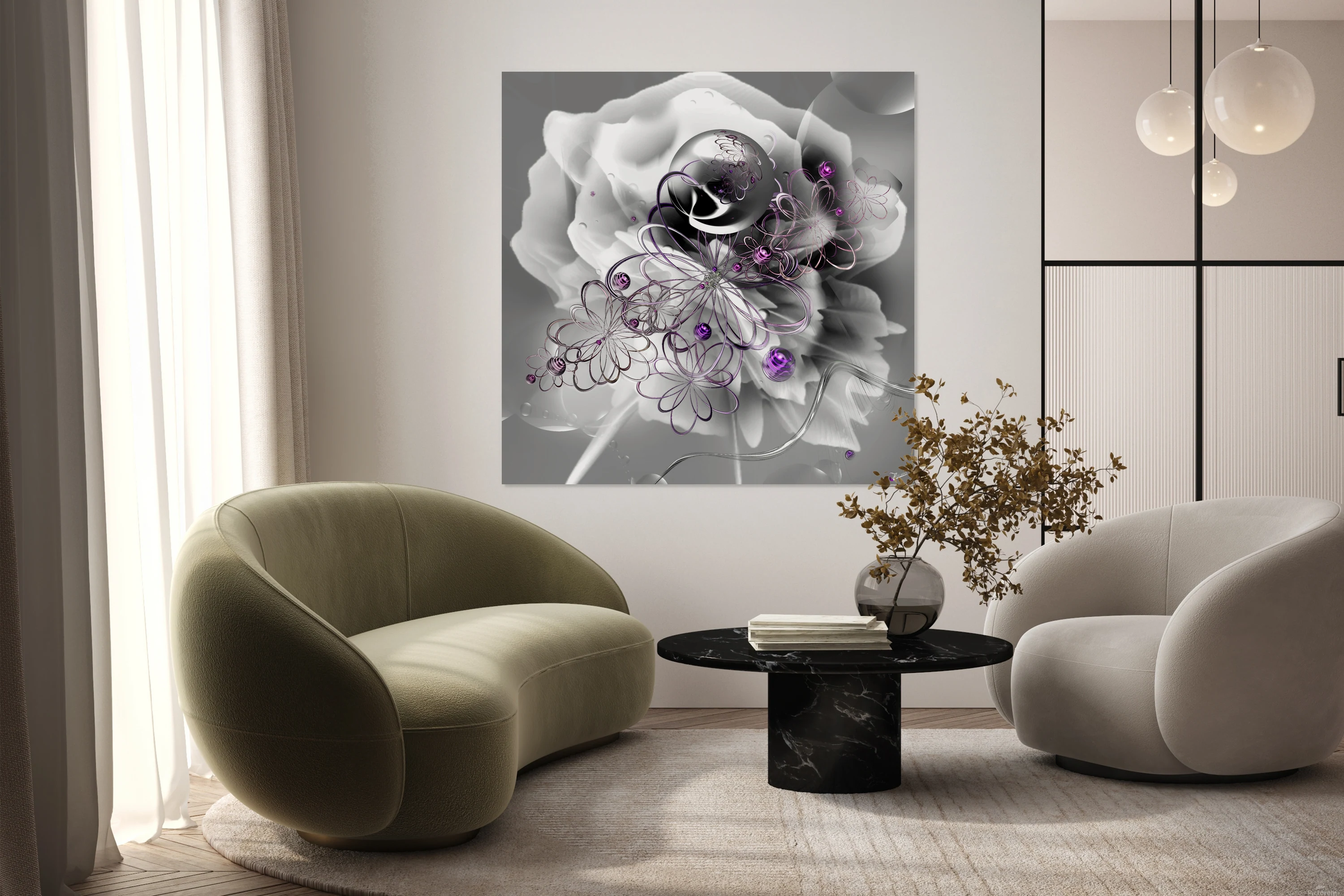 Flower and Metal Composition 