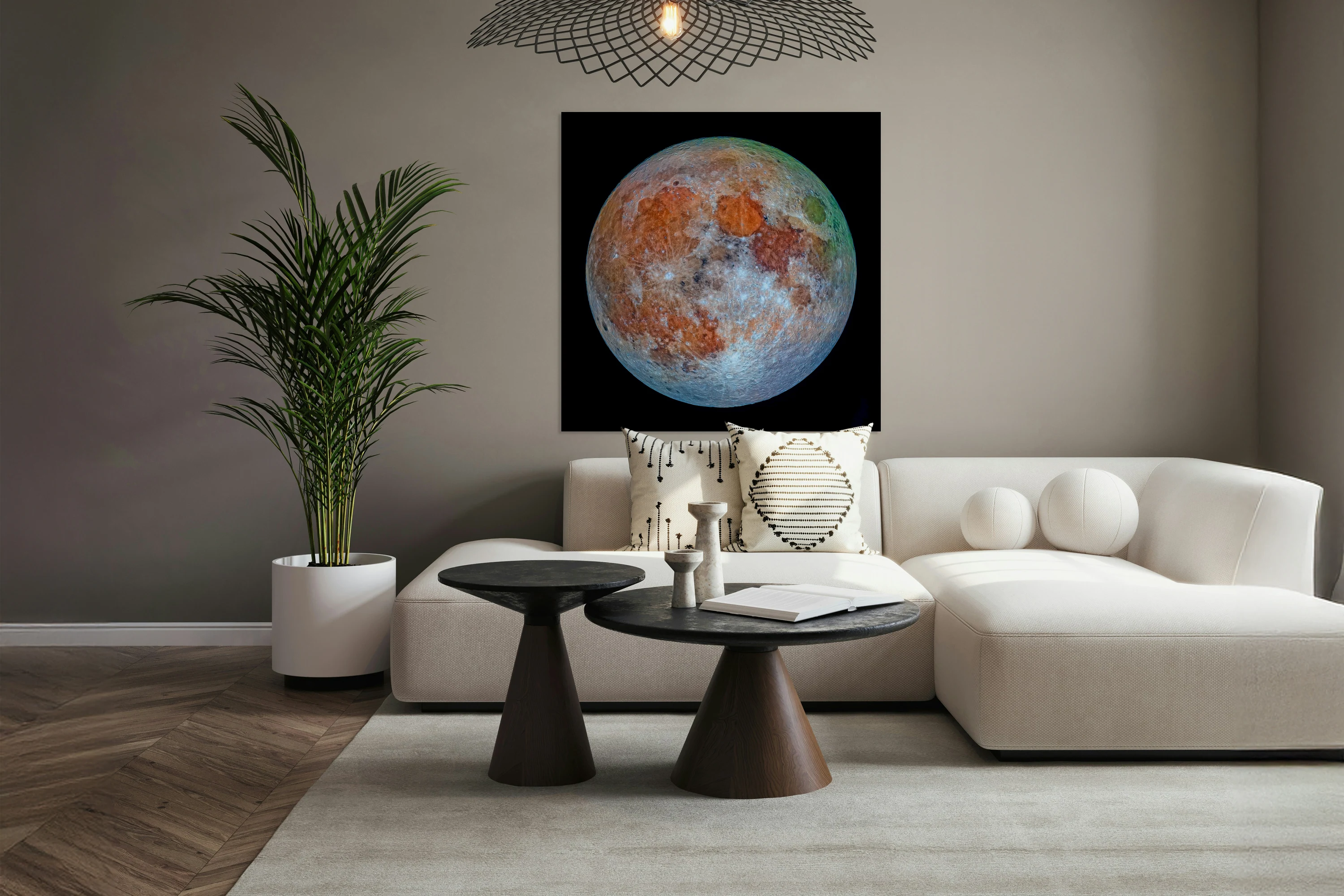 Moon Full Colorized Outer Space Image