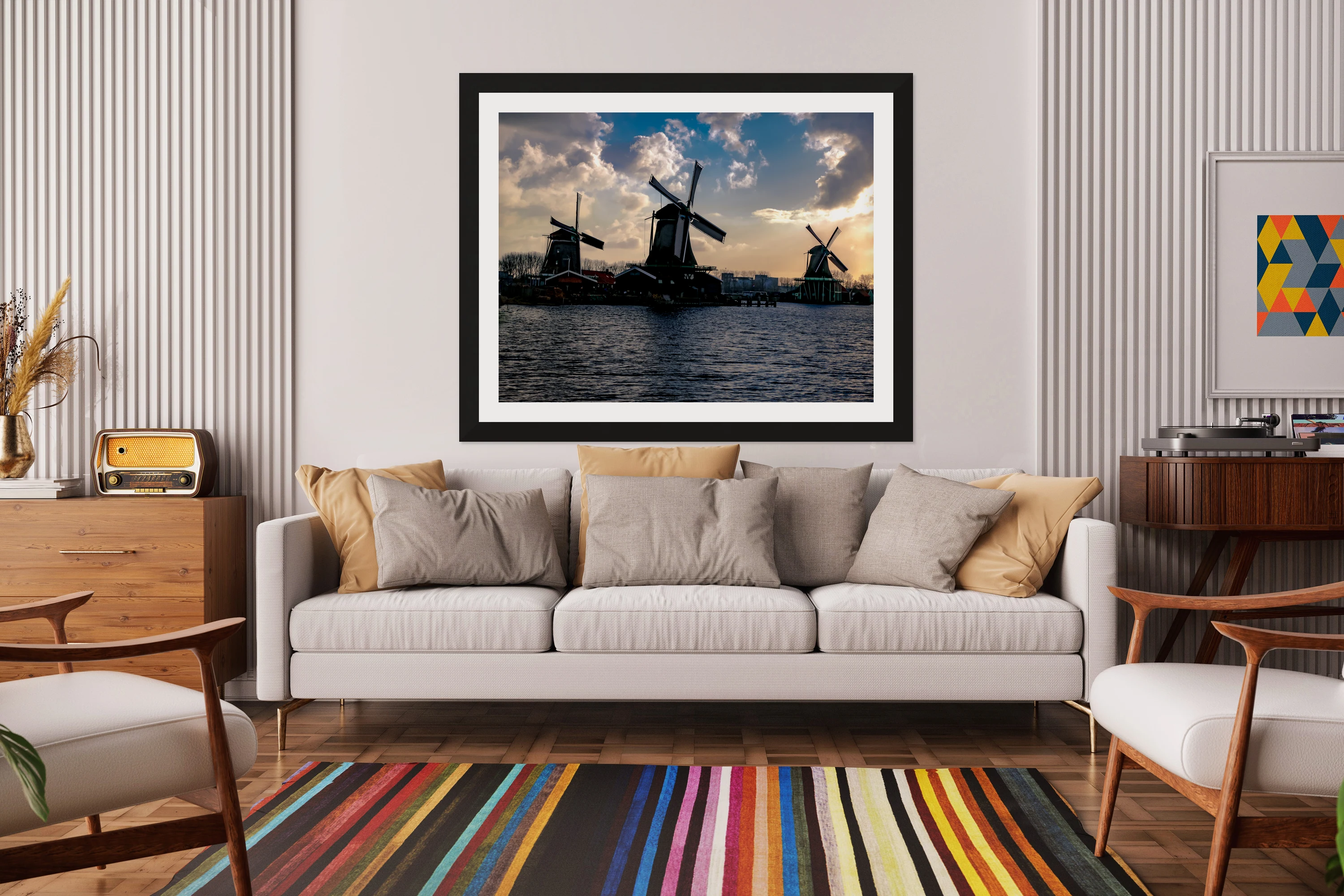Three Windmills at Sunset