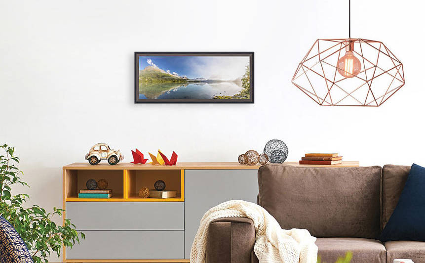 Scenic panorama of Kenai Lake and fog at sunrise, Cooper Landing, Southcentral Alaska, USA by PacificStock