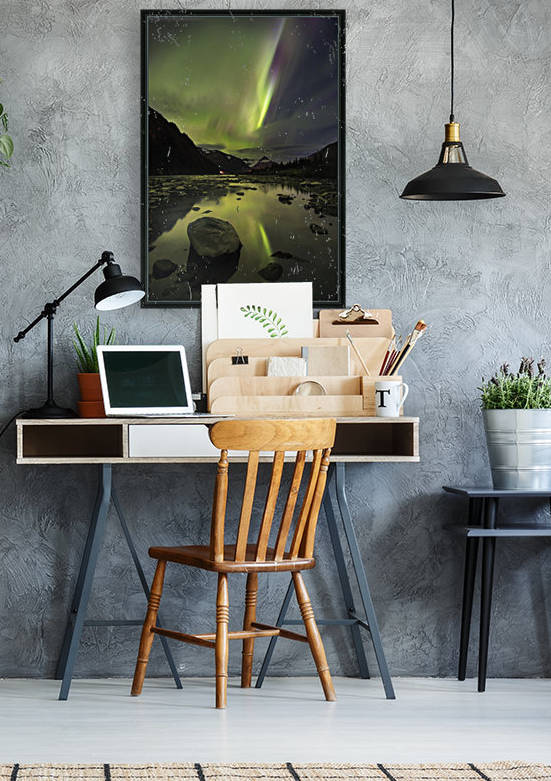 Aurora Borealis (Northern Lights) over the Portage River looking South back towards Portage Tunnel; Portage, Alaska, United States of America by PacificStock