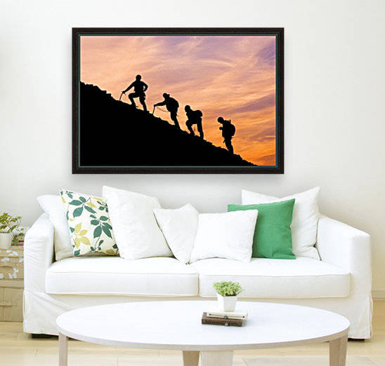 Silhouette Of Four Mountian Climbers As They Ascend Mount Ascension Before Sunrise Lost Lake Seward Alaska Kenai Peninsula Summer by PacificStock