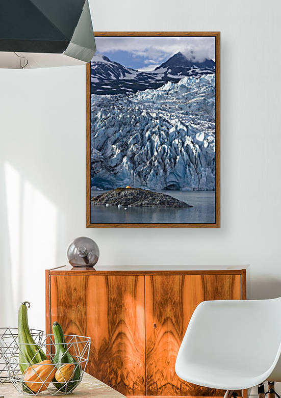 Scenic View Of Shoup Glacier With A Camp Tent Set On A Island In The Distance, Shoup Bay State Marine Park, Prince William Sound, Southcentral Alaska by PacificStock