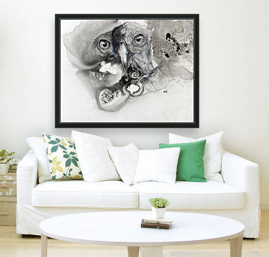 Illustration of a bird's face surrounded by mottled textures and abstract by PacificStock