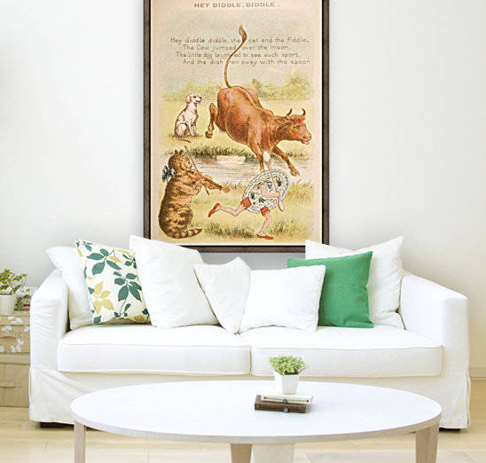 Hey Diddle Diddle from Old Mother Goose's Rhymes and Tales. Illustrated by Constance Haslewood. Published by Frederick Warne & Co London and New York circa 1890s. Chromolithography by Emrik & Binger of Holland by PacificStock