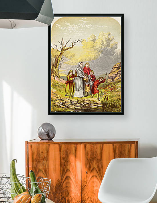 Christiana and her children arrive at the Slough of Despond. Illustration by A.F.Lydon. From the book The Pilgrims Progress by John Bunyan published c.1880. by PacificStock