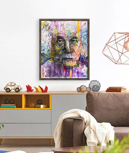 Illustration of a man's face with colourful abstract patterns surrounding it by PacificStock