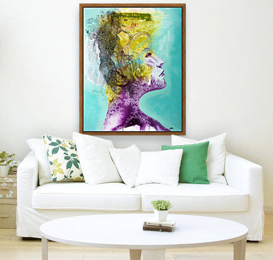 Illustration of a woman's head with colourful abstract patterns emerging from the back of the head by PacificStock