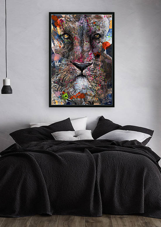 Illustration of a lion's face with colourful splashes by PacificStock