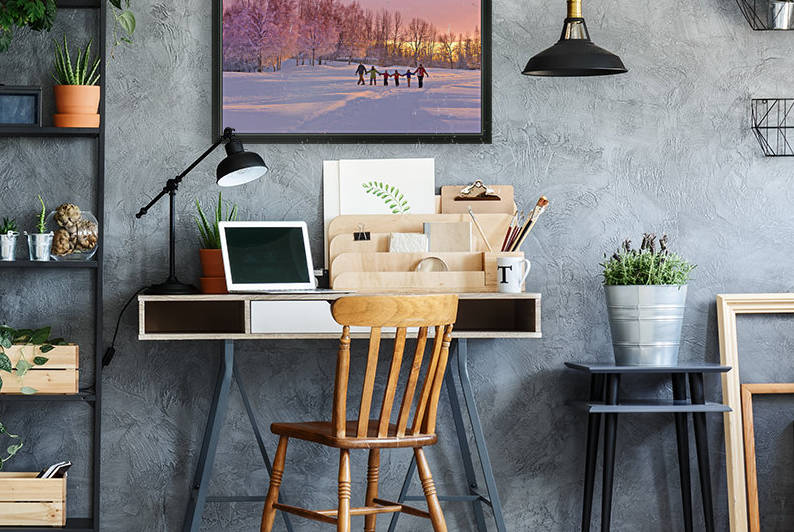 Family Group, Holding Hands, Walk On A Snow Path At Sunset With A Birch Forest In The Background, Russian Jack Springs Park, Anchorage, Southcentral Alaska, Winter by PacificStock
