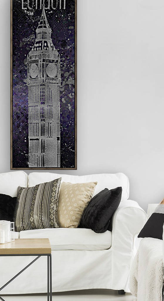 Graphic Art LONDON Big Ben| ultraviolet & silver by Melanie Viola