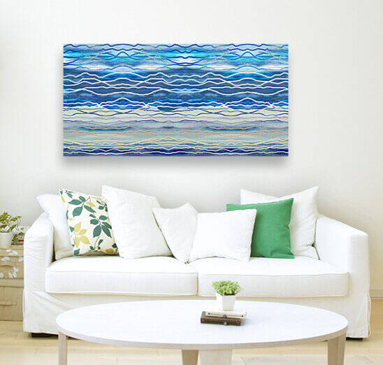 Ocean Waves Beach House Interior Decor Blue Abstract by Irina Sztukowski