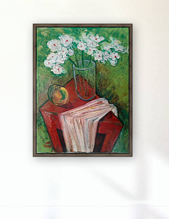 9.White Flower 2016year40x30cmOriginal Painting Oil on Canvas 2500$ by ZAKIR AHMEDOV