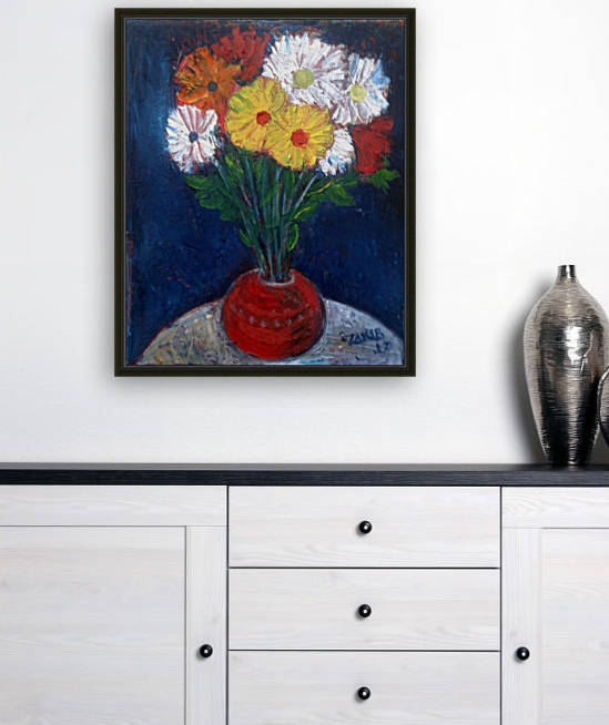 38.Red Yellow  2017year 30x25cmOriginal Painting Oil on Canvas1200$ by ZAKIR AHMEDOV