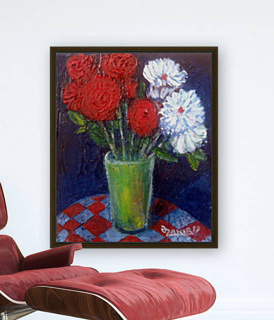 37.Red white 2017year 25x20cmOriginal Painting Oil on Canvas1000$ by ZAKIR AHMEDOV