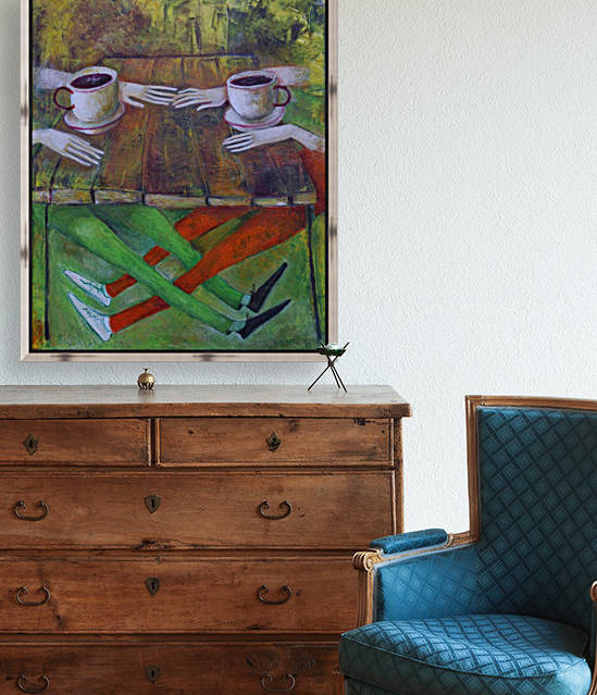 19..Kafe 2013 year Original Painting Oil on Canvas  55x45cm3500$ by ZAKIR AHMEDOV