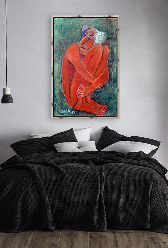 42.Fear2017year 30x30cm Original Painting Oil on Canvas1300$ by ZAKIR AHMEDOV