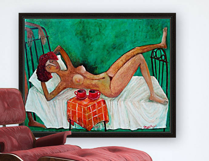 34.Morning coffee 2. Original Painting Oil on Canvas 2017 year 70 x 90 cm.8500$ by ZAKIR AHMEDOV