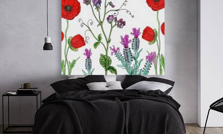 Wildflowers Field With Red Poppies Clover Lavender And Butterflies by Irina Sztukowski