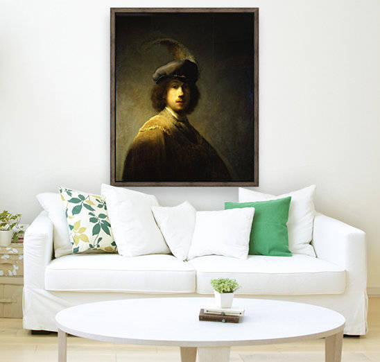 Self-portrait with plumed beret by Rembrandt