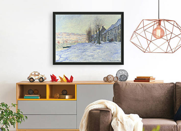 The Riverbank at Lavacourt, Snow by Claude Monet