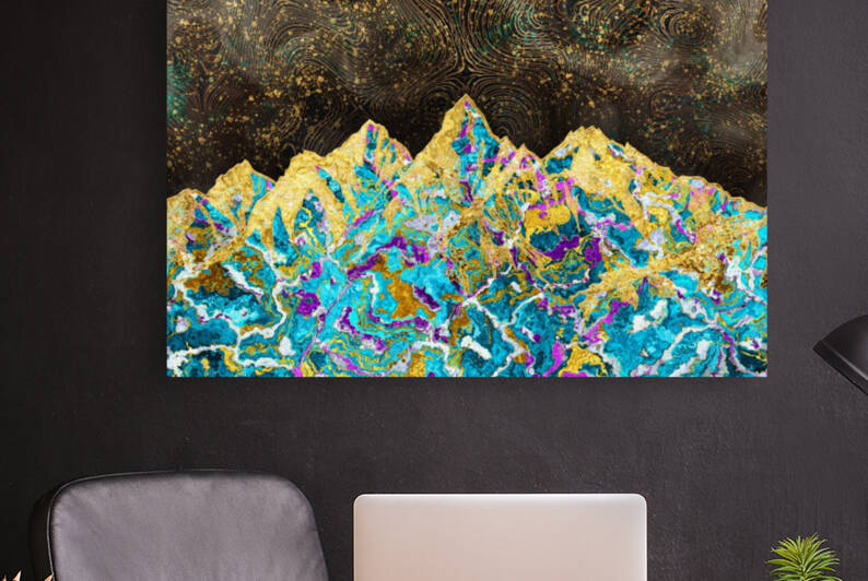 Gold Turquoise Mountain - Illustration I by ARTenyo art