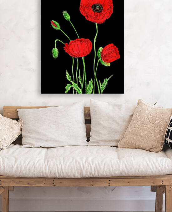 Red Poppy Flowers Watercolor by Irina Sztukowski