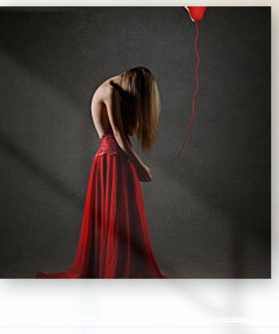 Sad woman in red by Johan Swanepoel