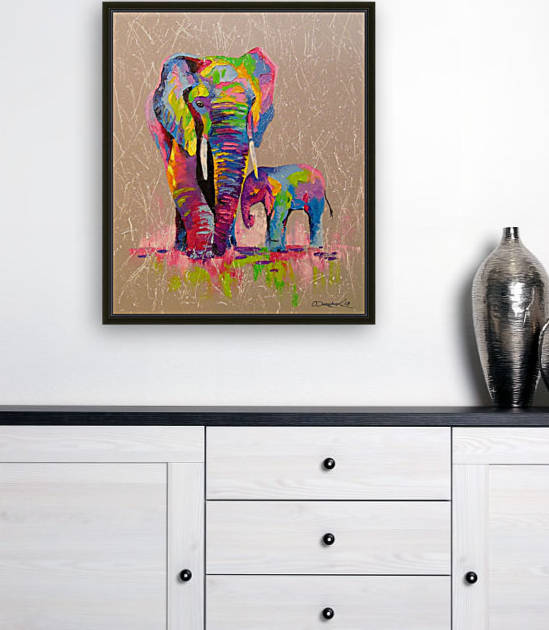 Mother and son elephants by Olha Darchuk 