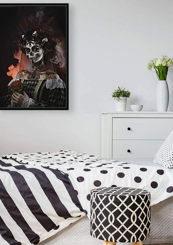 Young girl in the image of Santa Muerte by Faces Studio