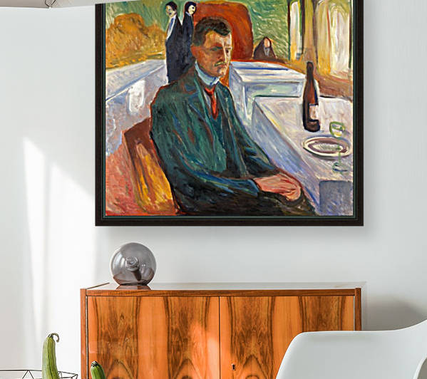 Self-Portrait with a Bottle of Wine by Edvard Munch