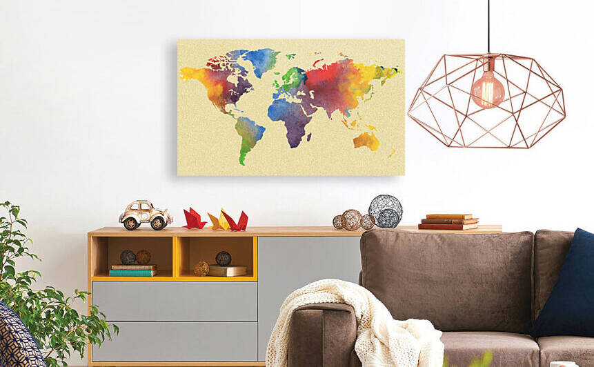 Hot And Vivid Watercolor Map Of The World by Irina Sztukowski