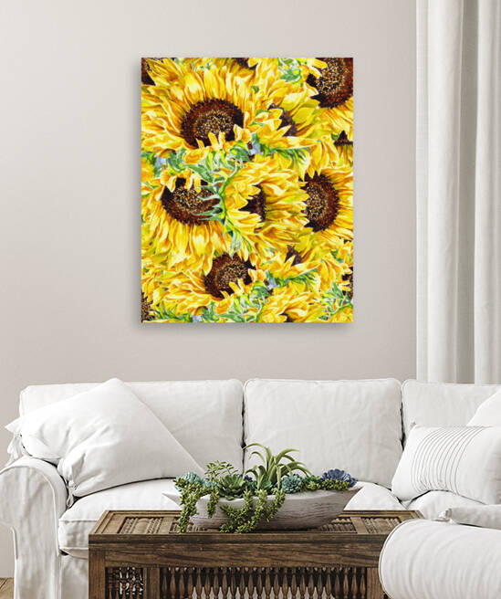 The Field Of Watercolor Sunflowers Pattern by Irina Sztukowski